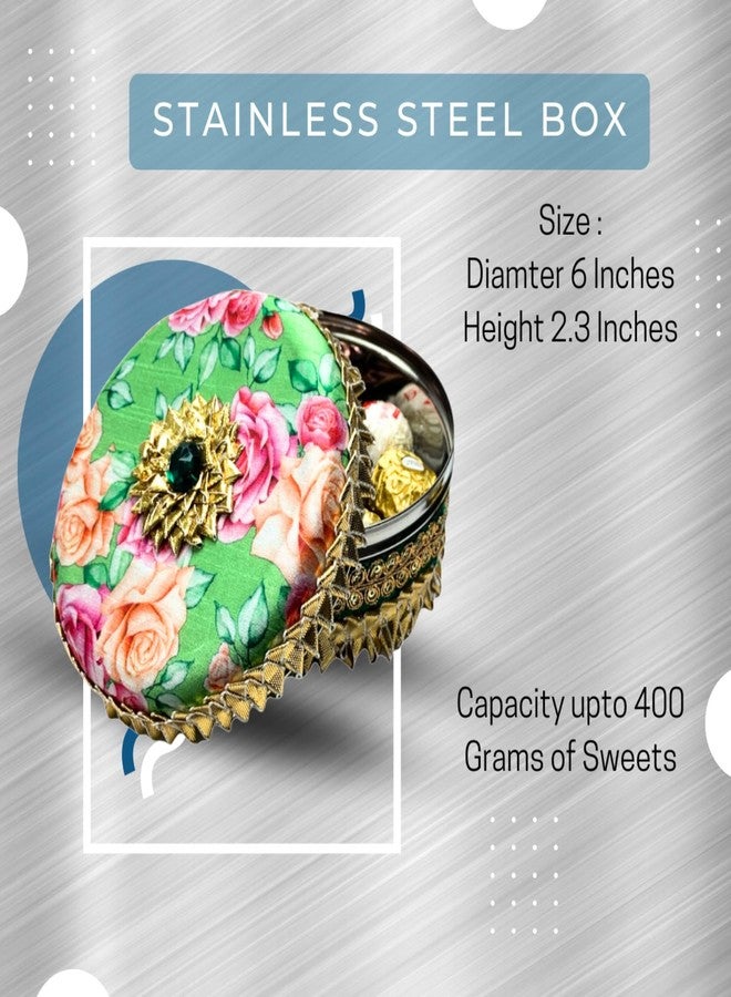 LOVENSPIRE 1 PC Decorative Gotta Steel Ladoo Box 400 Grams Designer Sweet Box Indian Wedding Housewarming Shagun Gift Festival Pooja Favor Return Gift for Friends Family Guest Bridesmaid - Image 3